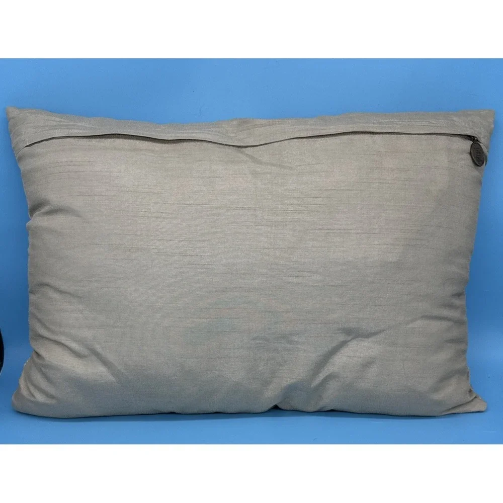 Pier 1 Imports Silver Beaded Throw Pillow Rectangular Shiny‎ Lumbar 12 x 20